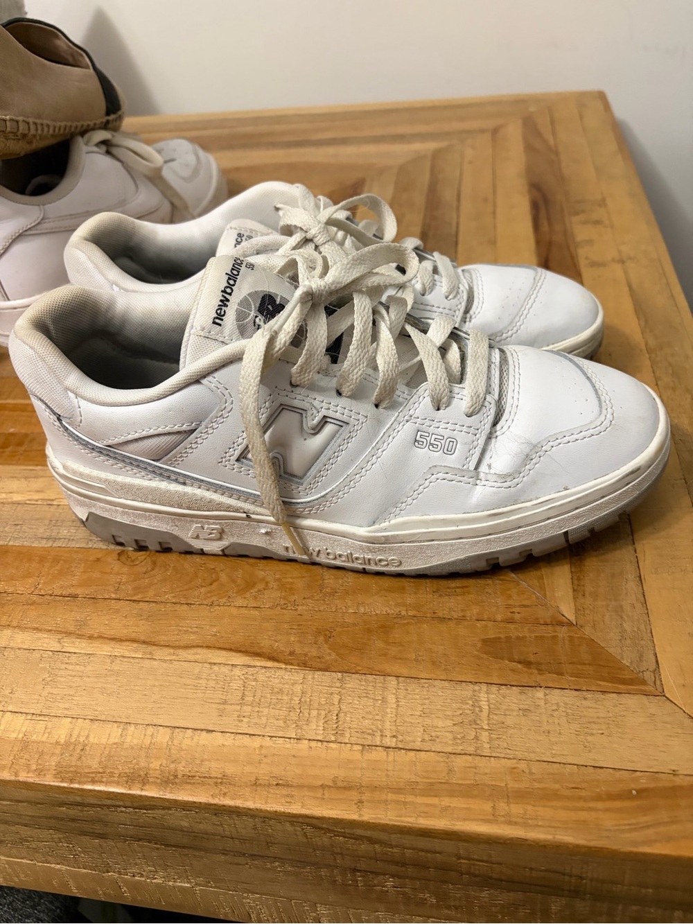 New Balance White Leather 550 Low-Top Sneakers